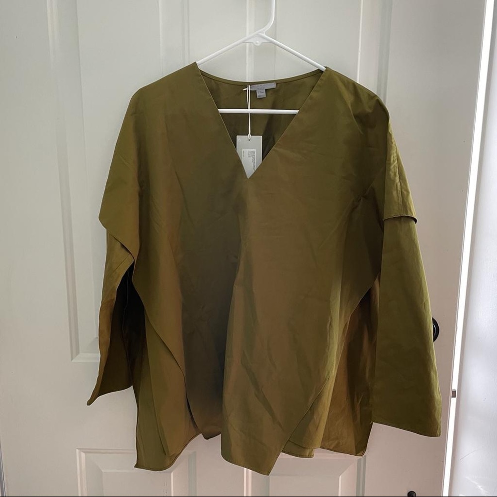 COS Green Assymetric V Neck Brand New Top